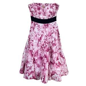 Maeve Savoy Flora Strapless Dress Full Tulle Skirt Pink Floral Size 2